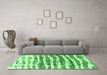 Machine Washable Abstract Emerald Green Modern Area Rugs in a Living Room,, wshabs992emgrn