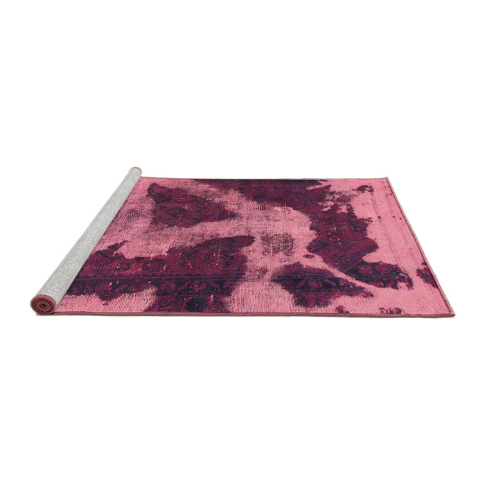 Sideview of Machine Washable Abstract Dark Pink Rug, wshabs993