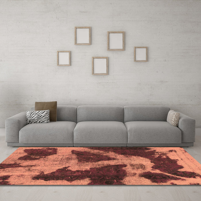Machine Washable Abstract Brown Modern Rug in a Living Room,, wshabs993brn