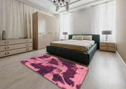 Abstract Dark Pink Modern Rug in a Bedroom, abs993