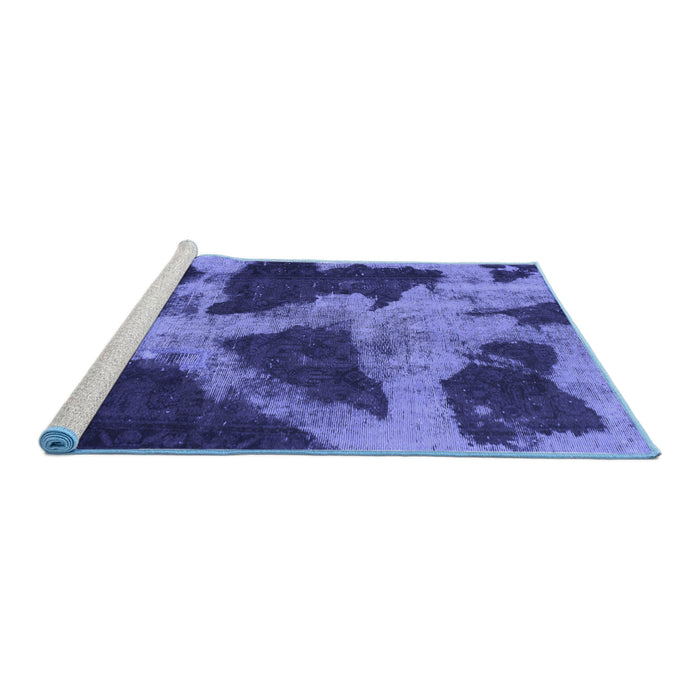 Sideview of Machine Washable Abstract Blue Modern Rug, wshabs993blu