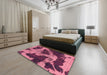 Machine Washable Abstract Dark Pink Rug in a Bedroom, wshabs993