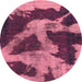 Round Abstract Dark Pink Modern Rug, abs993