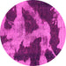 Round Machine Washable Abstract Pink Modern Rug, wshabs993pnk