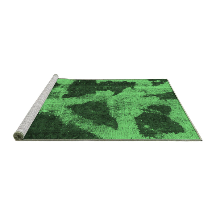 Sideview of Machine Washable Abstract Emerald Green Modern Area Rugs, wshabs993emgrn