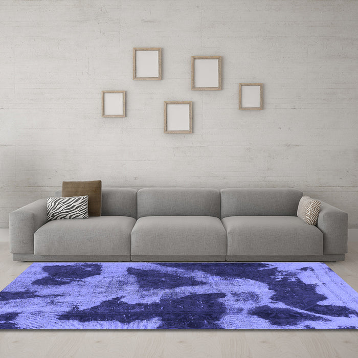 Machine Washable Abstract Blue Modern Rug in a Living Room, wshabs993blu