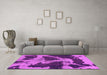 Machine Washable Abstract Purple Modern Area Rugs in a Living Room, wshabs993pur