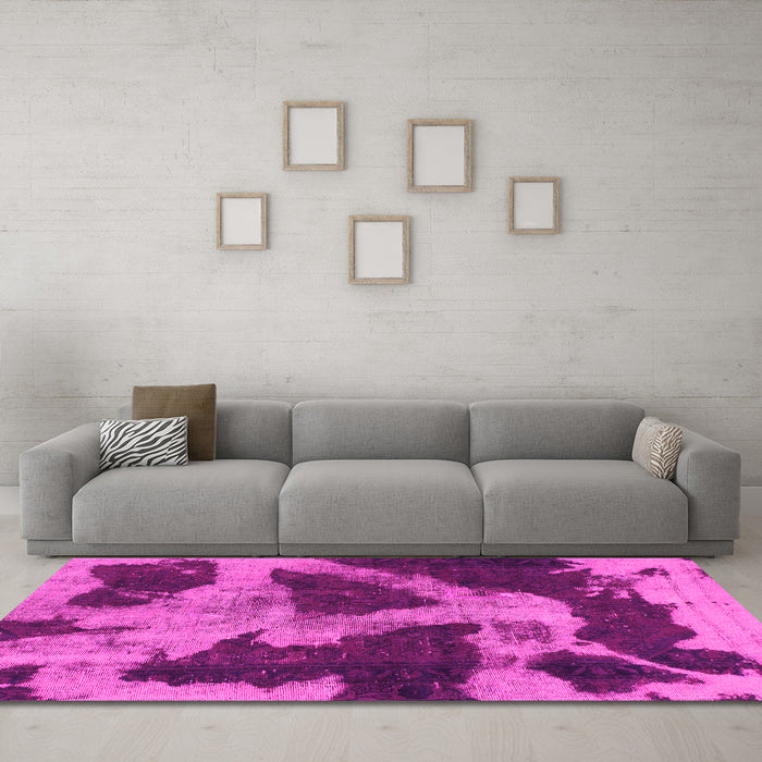 Machine Washable Abstract Pink Modern Rug in a Living Room, wshabs993pnk