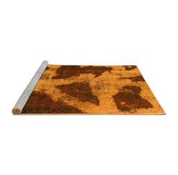 Sideview of Machine Washable Abstract Yellow Modern Rug, wshabs993yw