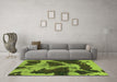 Machine Washable Abstract Green Modern Area Rugs in a Living Room,, wshabs993grn
