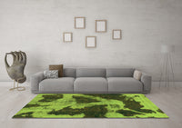 Machine Washable Abstract Green Modern Rug, wshabs993grn