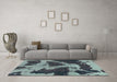 Machine Washable Abstract Turquoise Modern Area Rugs in a Living Room,, wshabs993turq