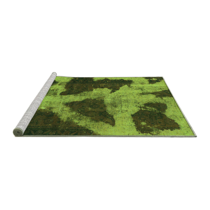 Sideview of Machine Washable Abstract Green Modern Area Rugs, wshabs993grn
