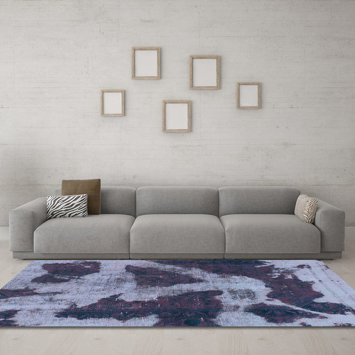 Machine Washable Abstract Light Blue Modern Rug in a Living Room, wshabs993lblu