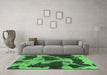 Machine Washable Abstract Emerald Green Modern Area Rugs in a Living Room,, wshabs993emgrn