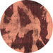 Round Abstract Brown Modern Rug, abs993brn