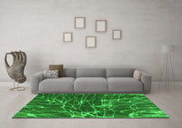 Machine Washable Abstract Green Modern Rug, wshabs994grn