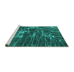Sideview of Machine Washable Abstract Turquoise Modern Area Rugs, wshabs994turq