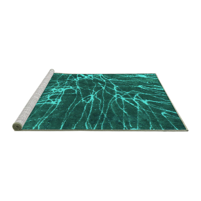 Sideview of Machine Washable Abstract Turquoise Modern Area Rugs, wshabs994turq