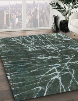 Machine Washable Abstract Charcoal Blue Rug in a Family Room, wshabs994