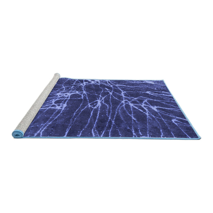Sideview of Machine Washable Abstract Blue Modern Rug, wshabs994blu