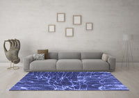 Machine Washable Abstract Blue Modern Rug, wshabs994blu