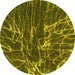 Round Abstract Yellow Modern Rug, abs994yw