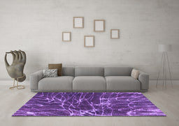 Machine Washable Abstract Purple Modern Area Rugs in a Living Room, wshabs994pur
