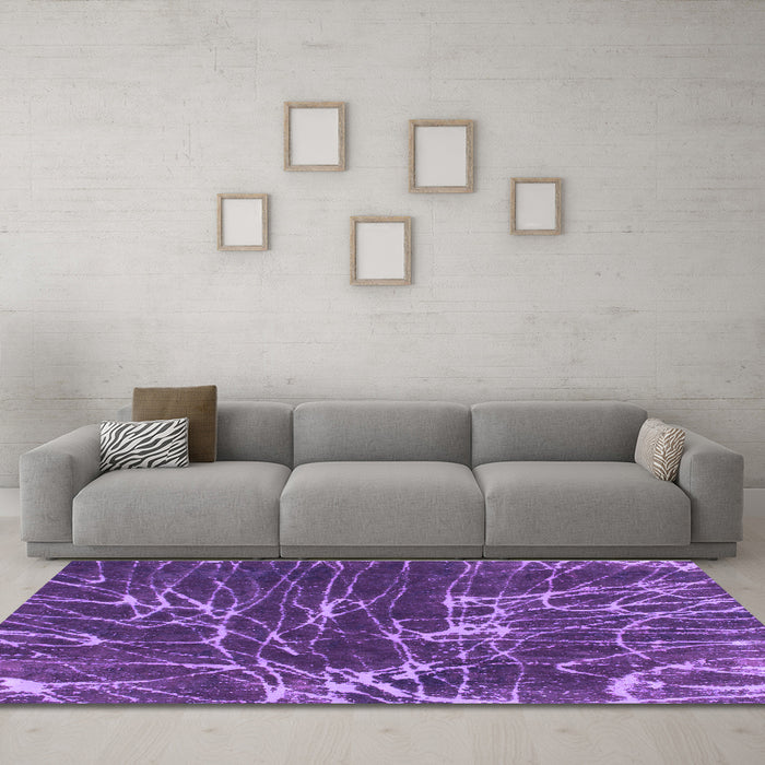 Machine Washable Abstract Purple Modern Area Rugs in a Living Room, wshabs994pur