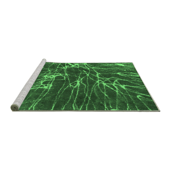 Sideview of Machine Washable Abstract Emerald Green Modern Area Rugs, wshabs994emgrn