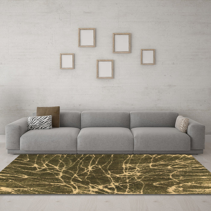 Machine Washable Abstract Brown Modern Rug in a Living Room,, wshabs994brn