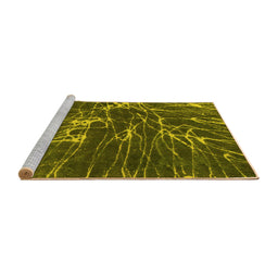 Sideview of Machine Washable Abstract Yellow Modern Rug, wshabs994yw