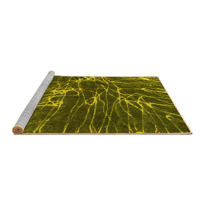 Sideview of Machine Washable Abstract Yellow Modern Rug, wshabs994yw
