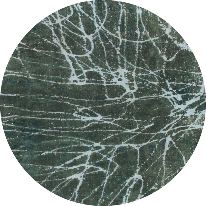 Round Machine Washable Abstract Charcoal Blue Rug, wshabs994