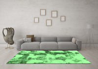 Machine Washable Abstract Emerald Green Modern Rug, wshabs995emgrn