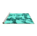 Sideview of Machine Washable Abstract Turquoise Modern Area Rugs, wshabs995turq