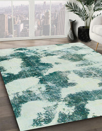 Abstract Mint Green Modern Rug, abs995