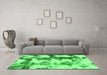 Machine Washable Abstract Green Modern Area Rugs in a Living Room,, wshabs995grn