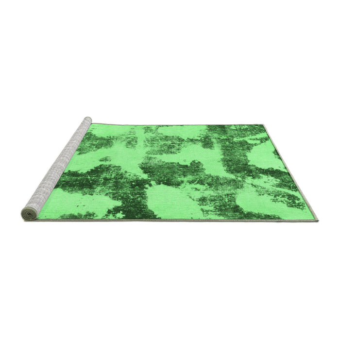 Sideview of Machine Washable Abstract Emerald Green Modern Area Rugs, wshabs995emgrn