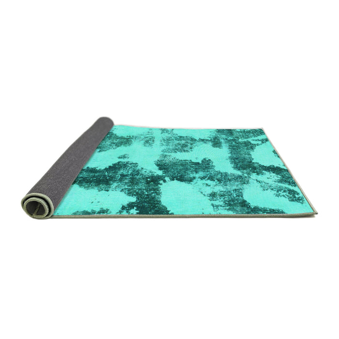 Sideview of Abstract Turquoise Modern Rug, abs995turq