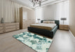 Abstract Mint Green Modern Rug in a Bedroom, abs995