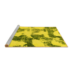 Sideview of Machine Washable Abstract Yellow Modern Rug, wshabs995yw