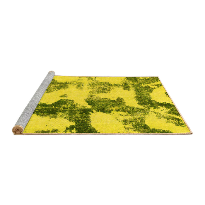 Sideview of Machine Washable Abstract Yellow Modern Rug, wshabs995yw