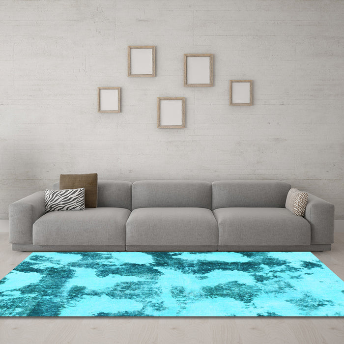 Machine Washable Abstract Light Blue Modern Rug in a Living Room, wshabs995lblu