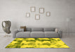 Machine Washable Abstract Yellow Modern Rug in a Living Room, wshabs995yw