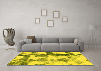 Machine Washable Abstract Yellow Modern Rug, wshabs995yw