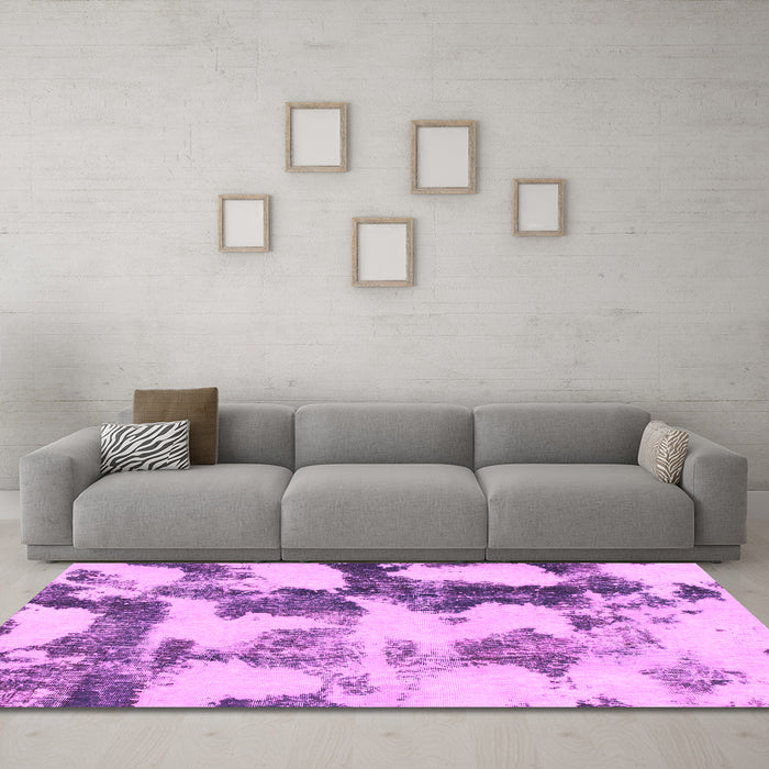 Machine Washable Abstract Pink Modern Rug in a Living Room, wshabs995pnk
