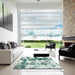 Square Abstract Mint Green Modern Rug in a Living Room, abs995