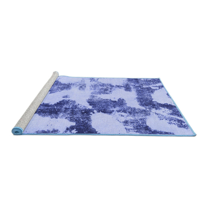 Sideview of Machine Washable Abstract Blue Modern Rug, wshabs995blu