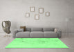 Machine Washable Abstract Emerald Green Modern Area Rugs in a Living Room,, wshabs996emgrn